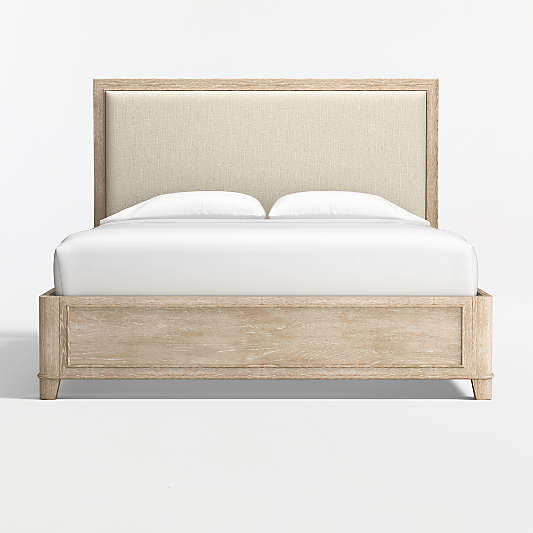 Clairemont Natural Oak Wood Upholstered Queen Bed