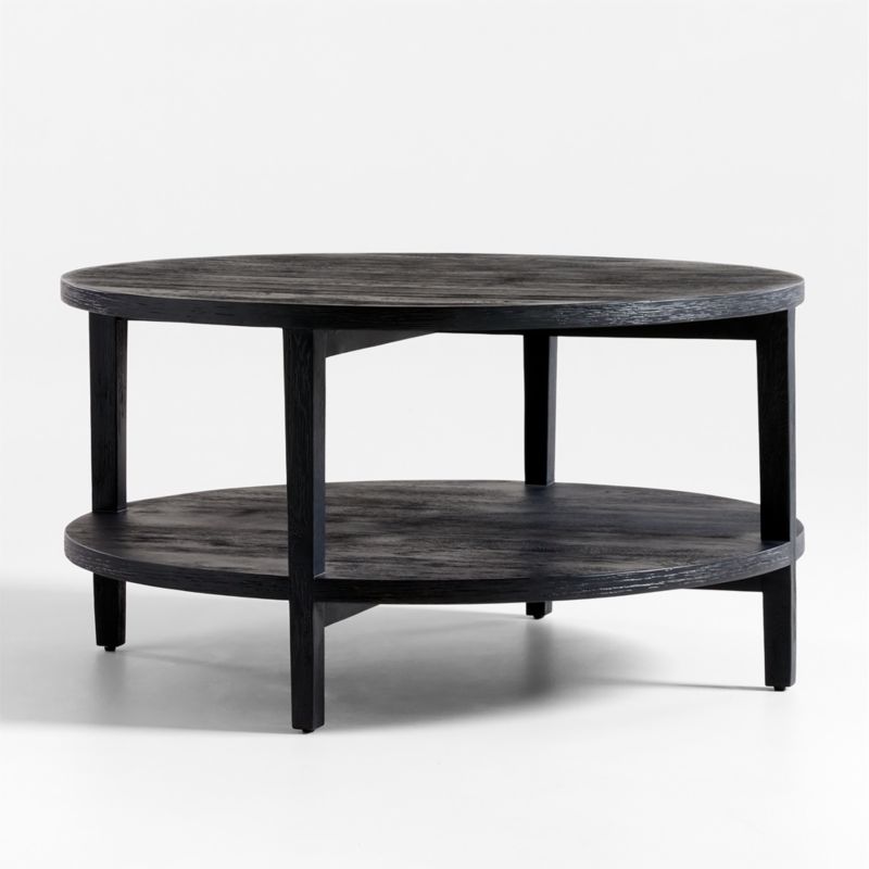 Clairemont Ebonized Oak Wood 36" Round Coffee Table with Shelf - image 3 of 10