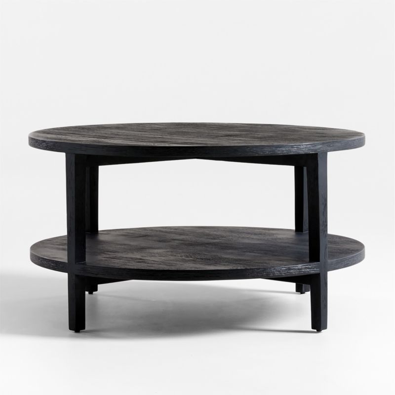 Clairemont Ebonized Oak Wood 36" Round Coffee Table with Shelf - image 0 of 10