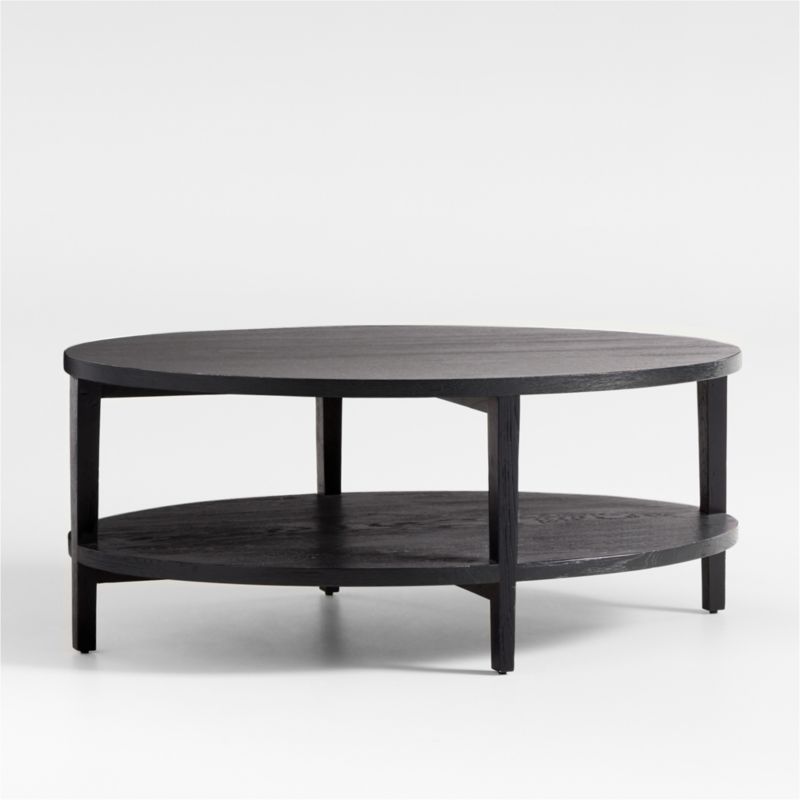 Clairemont Ebonized Oak Wood 60" Oval Coffee Table with Shelf - image 10 of 14