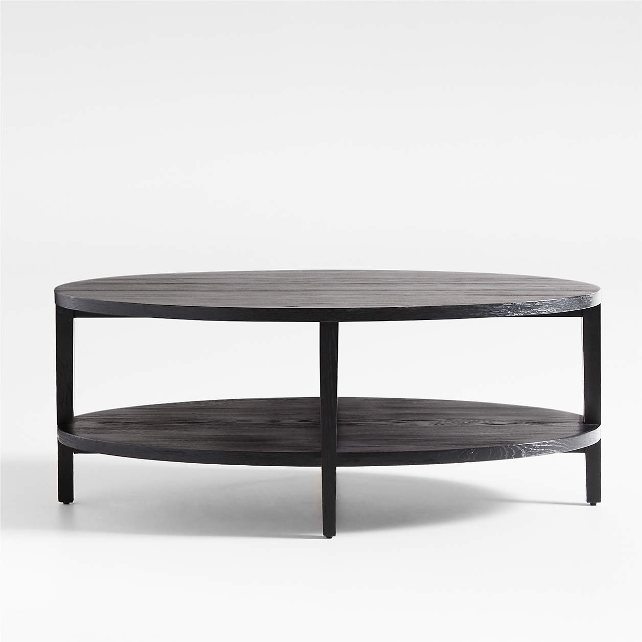 Clairemont Oval Ebonized Coffee Table with Shelf | Crate & Barrel