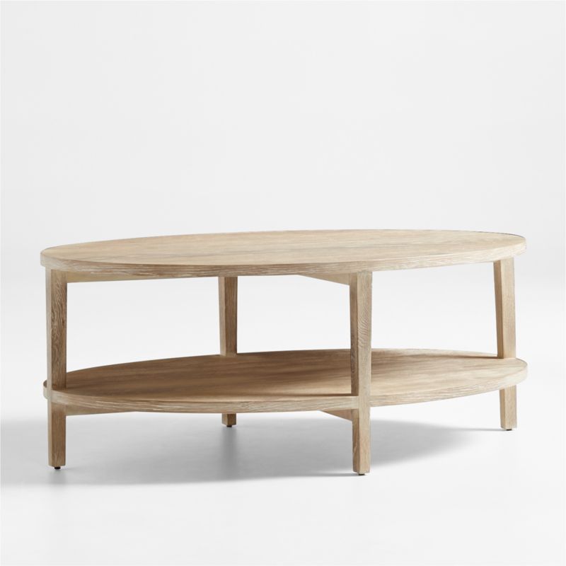 Clairemont Natural Oak Wood 60" Oval Coffee Table with Shelf