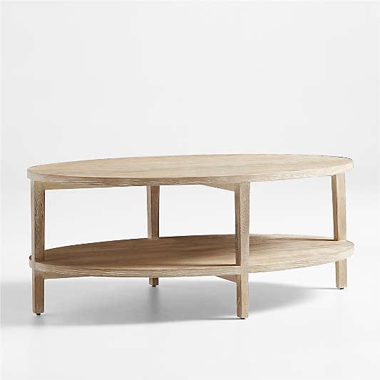 Clairemont Oval Natural Coffee Table with Shelf