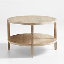 Clairemont Oval Natural Coffee Table with Shelf | Crate & Barrel