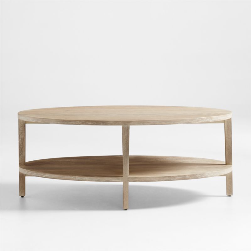 Clairemont Natural Oak Wood 60" Oval Coffee Table with Shelf