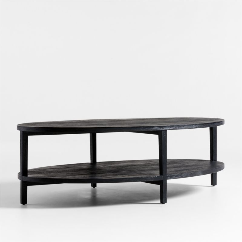 Clairemont Ebonized Oak Wood 60" Oval Coffee Table with Shelf - image 3 of 14