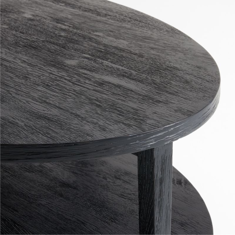 Clairemont Ebonized Oak Wood 60" Oval Coffee Table with Shelf - image 4 of 14