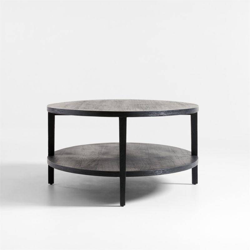 Clairemont Ebonized Oak Wood 60" Oval Coffee Table with Shelf - image 5 of 14