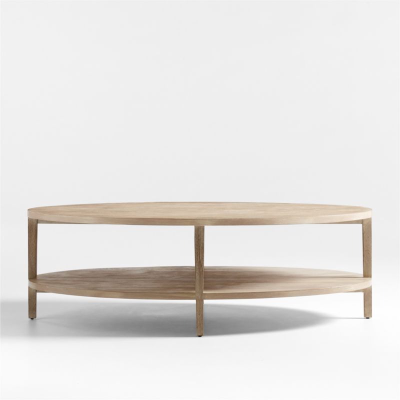 Clairemont Natural Oak Wood 60" Oval Coffee Table with Shelf