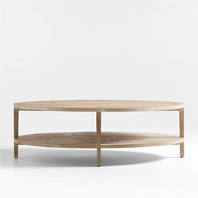 Clairemont Natural Oak Wood 60 Oval Coffee Table with Shelf