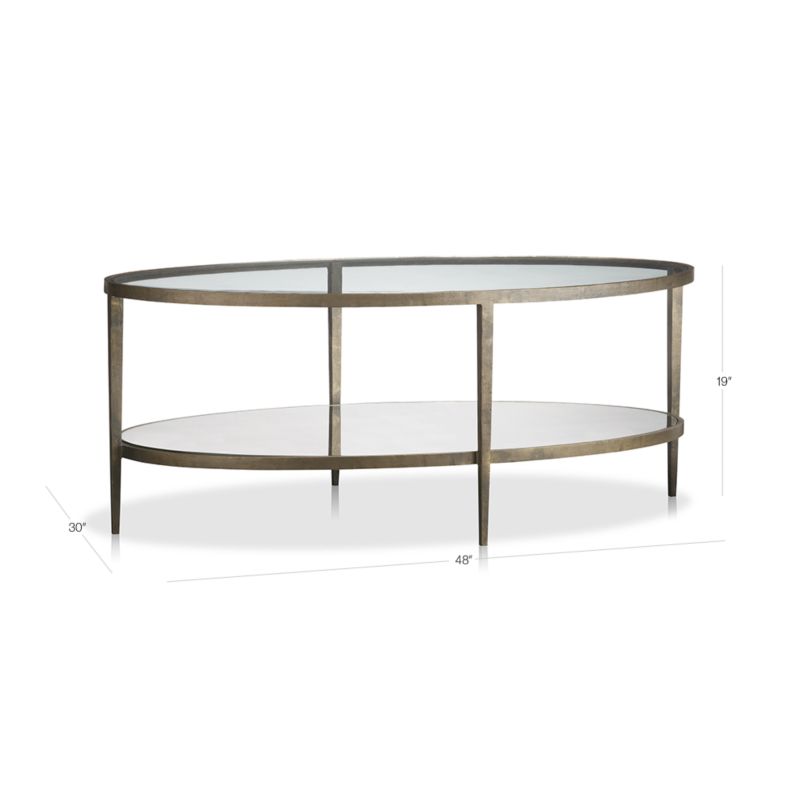 Clairemont Metal and Glass 48" Oval Coffee Table with Shelf