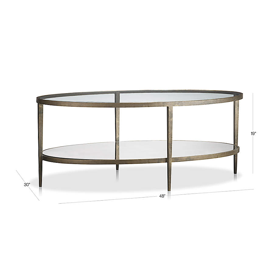 Clairemont Metal and Glass 30 Oval Coffee Table with Shelf +