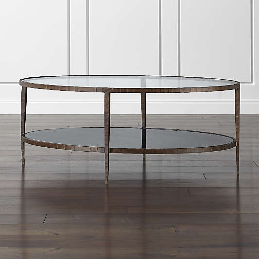 Clairemont Metal and Glass 48" Oval Coffee Table with Shelf
