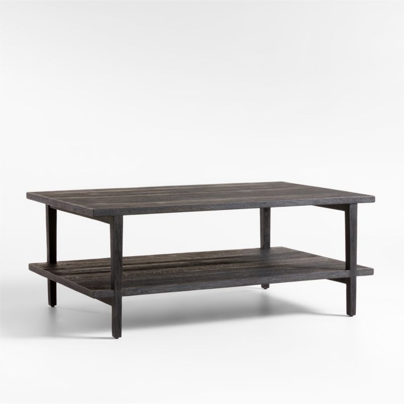 Clairemont Ebonized Oak Wood 48" Rectangular Coffee Table with Shelf