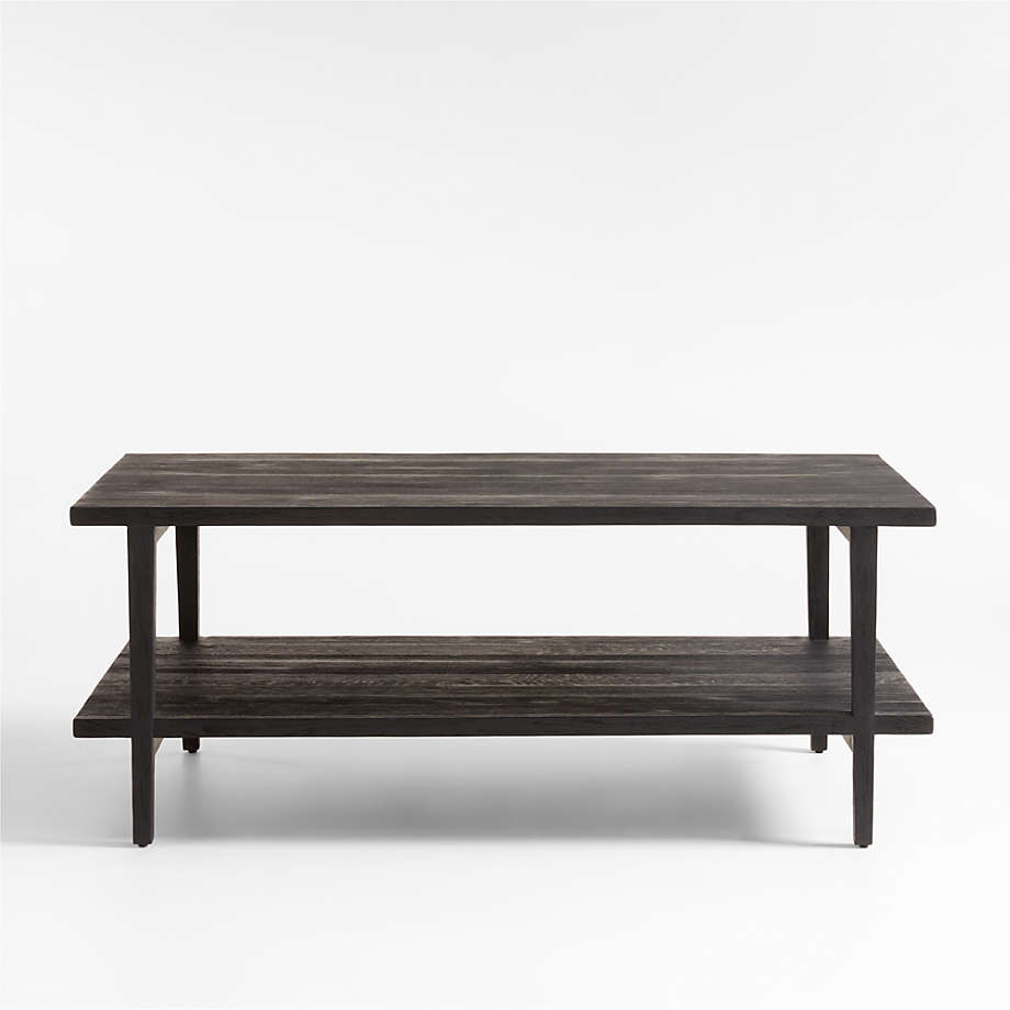 Clairemont Ebonized Oak Wood 48" Rectangular Coffee Table with Shelf