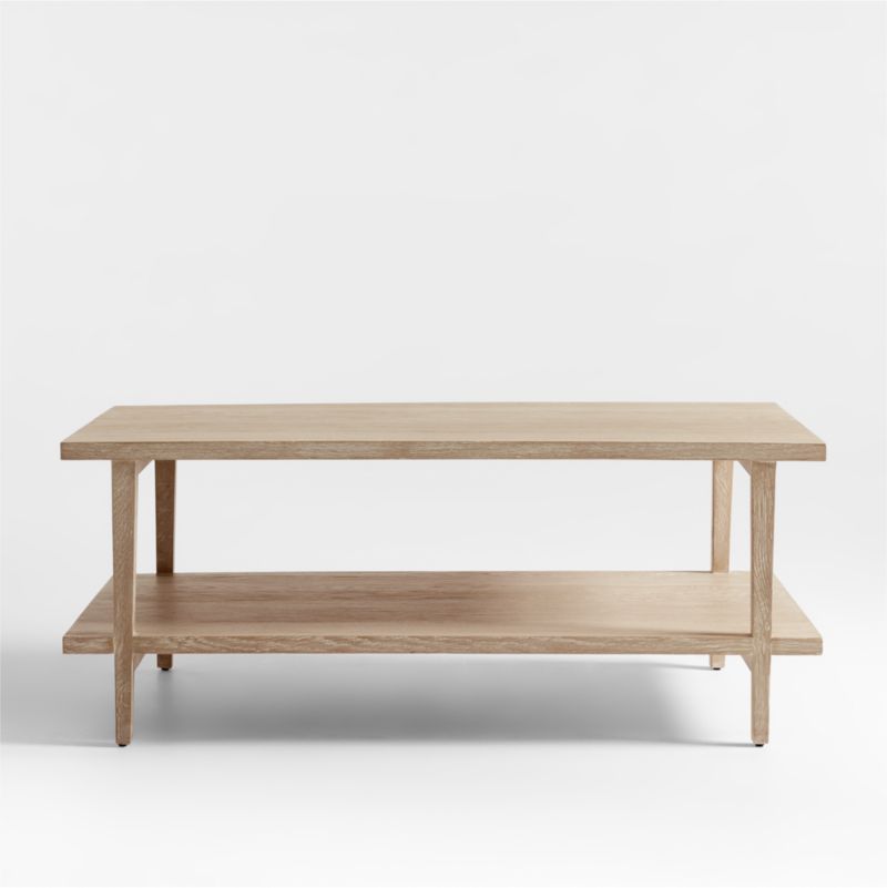 Clairemont Natural Oak Wood 48 Rectangular Coffee Table with Shelf +  Reviews | Crate & Barrel