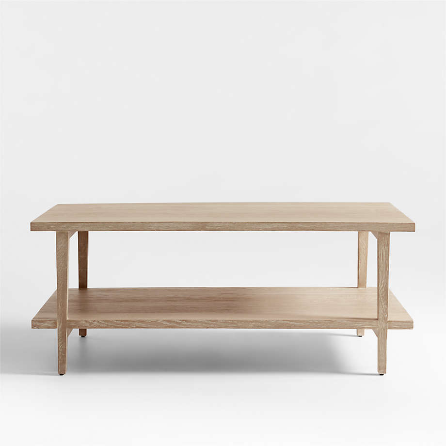 Clairemont Natural Oak Wood Rectangular Coffee Table with Shelf