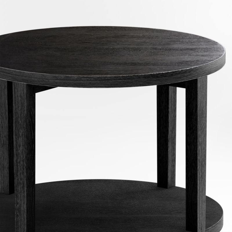 Clairemont Ebonized Wood Round End Table with Shelf, Set of 2