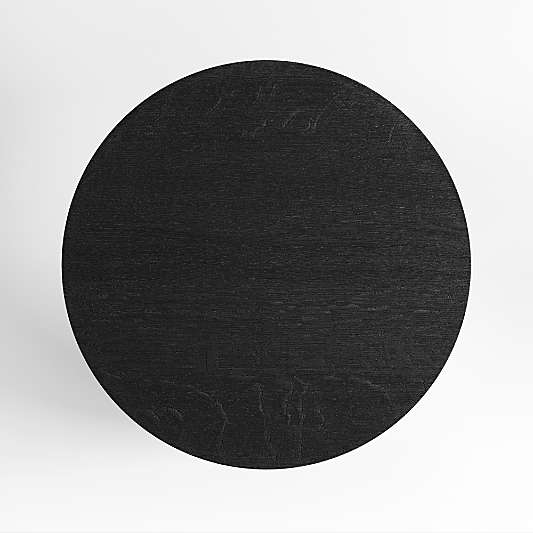 Clairemont Ebonized Wood Round End Table with Shelf