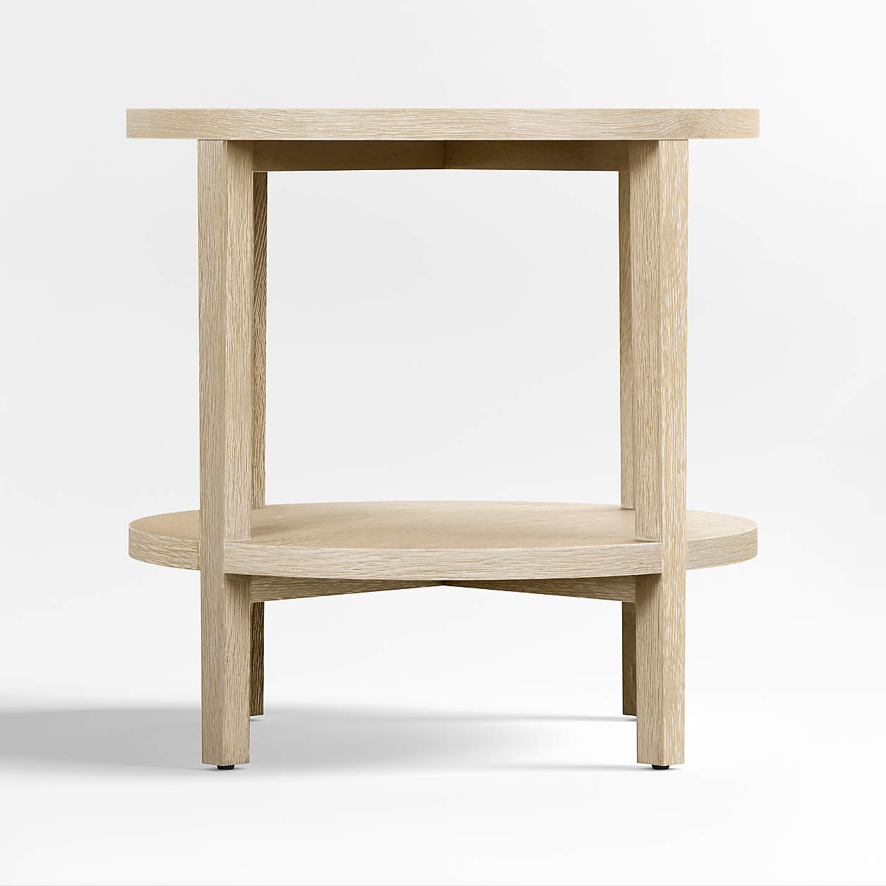 Clairemont Natural Oak Wood Round End Table with Shelf + Reviews ...