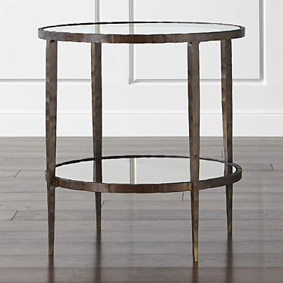 Clairemont Natural Oak Wood Round End Table with Shelf + Reviews ...