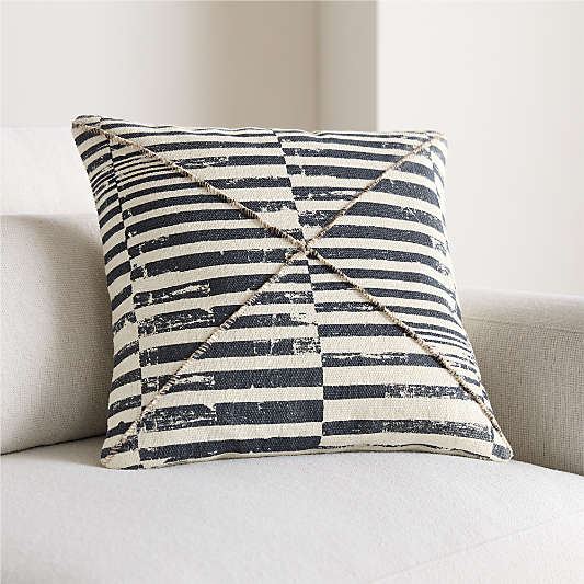 Clare Mudcloth Stripe 20"x20" Deep Indigo Throw Pillow Cover