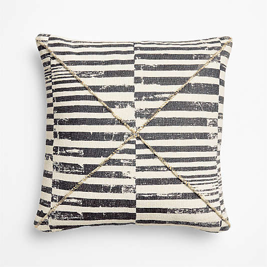 Clare Mudcloth Stripe 20"x20" Deep Indigo Throw Pillow Cover