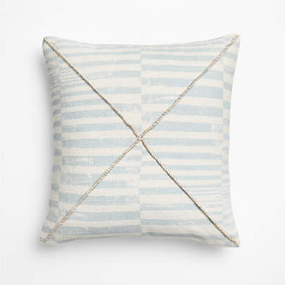 Clare Mudcloth Stripe 20"x20" Pale Blue Throw Pillow Cover