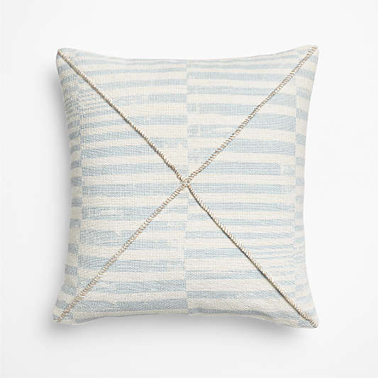 Clare Mudcloth Stripe 20"x20" Pale Blue Throw Pillow Cover