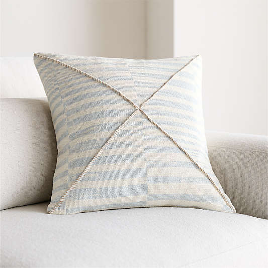 Clare Mudcloth Stripe 20"x20" Pale Blue Throw Pillow Cover