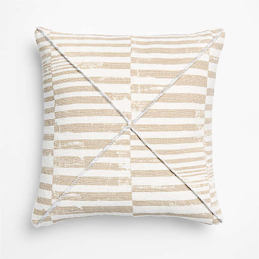 Clare Mudcloth Stripe 20"x20" Warm Sand Beige Throw Pillow Cover