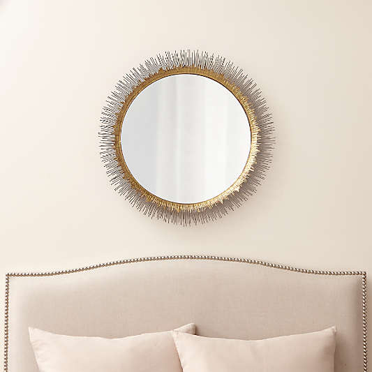 Clarendon Brass Large Round Wall Mirror 32"