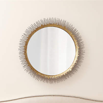 Clarendon Brass Large Round Wall Mirror 32"