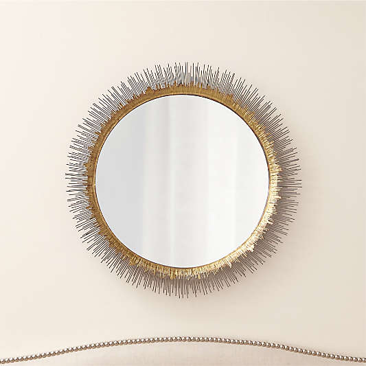 Clarendon Brass Large Round Wall Mirror 32"