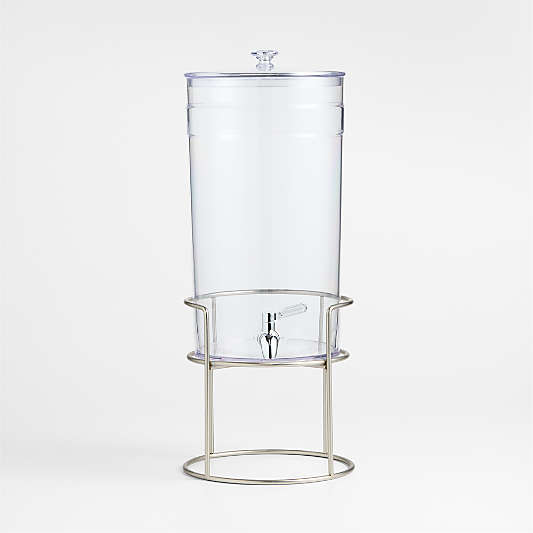 Claro 1.45-Gallon Acrylic Drink Dispenser with Silver Stand Set