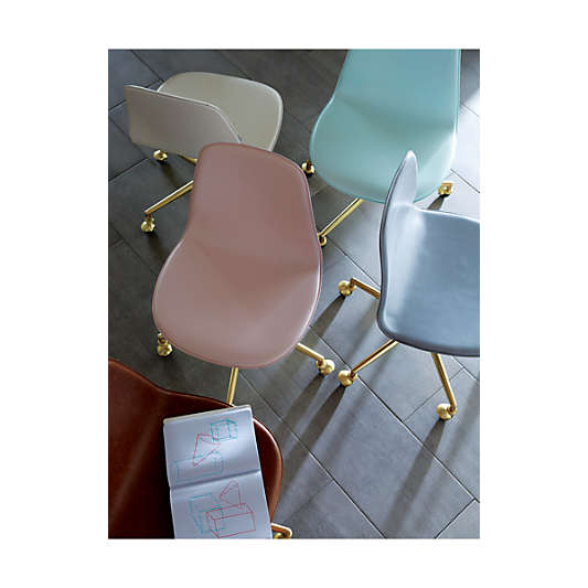 Class Act White and Gold Kids Desk Chair