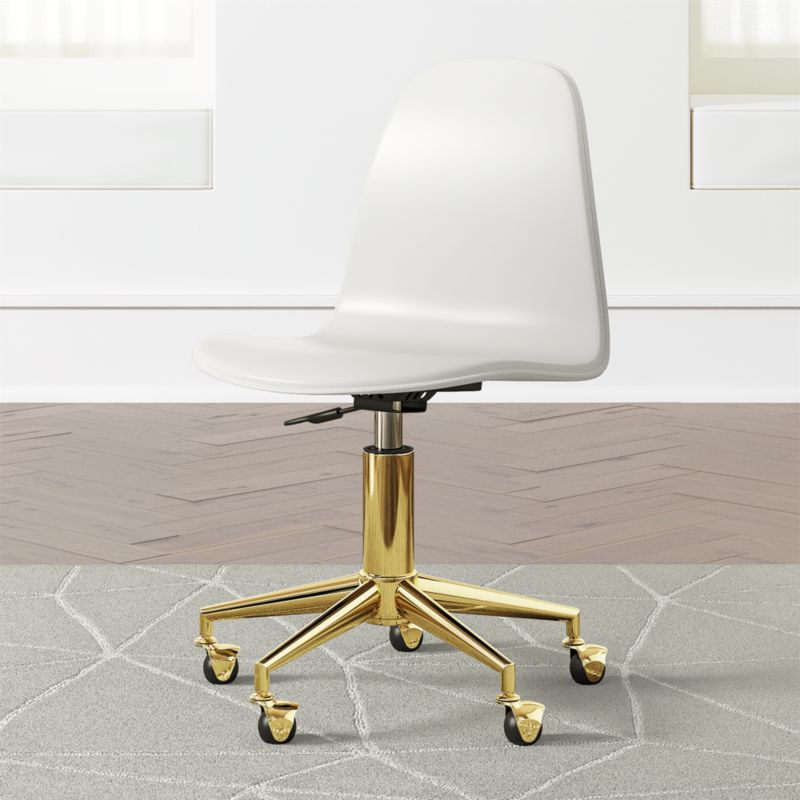 Class Act White and Gold Kids Desk Chair