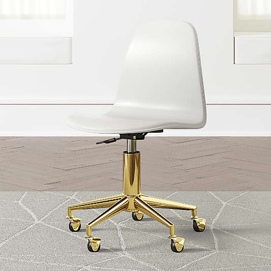 Kids Class Act White and Gold Desk Chair