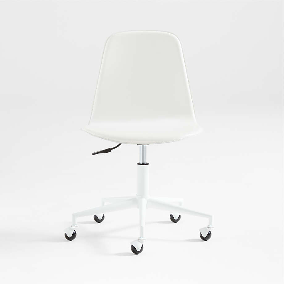 White plastic desk chair with wheels hot sale