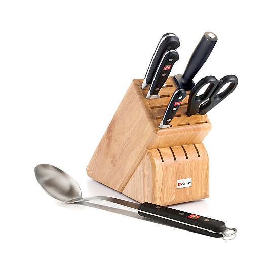 Wusthof ® Classic 6-Piece Natural Wood Knife Block Set with Bonus Serving Spoon