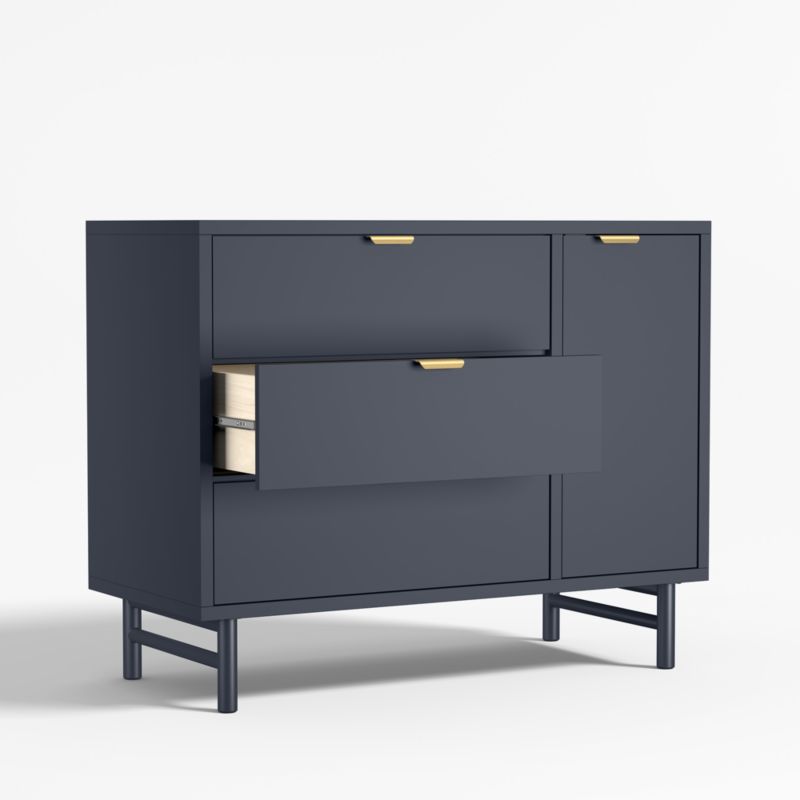 Classic Deep Navy Blue Wood 3-Drawer Kids Dresser with Door - image 4 of 8