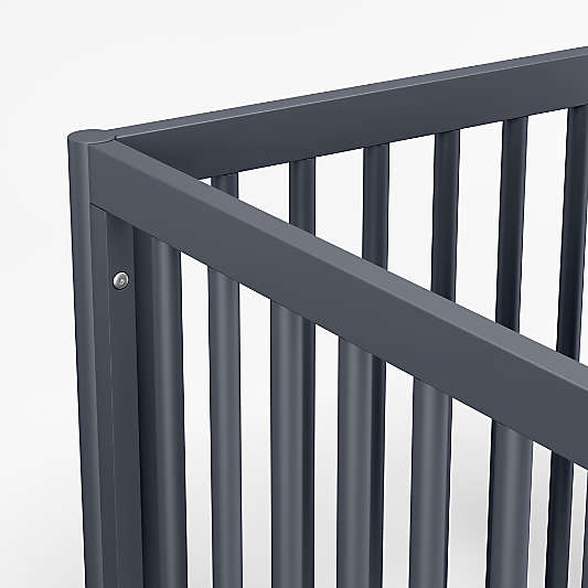 Classic Deep Navy Blue Wood Convertible Baby Crib with Toddler Bed Rail