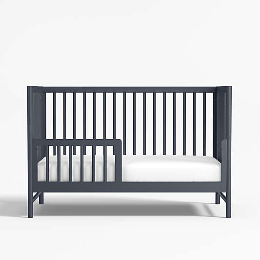 Classic Deep Navy Blue Wood Convertible Baby Crib with Toddler Bed Rail