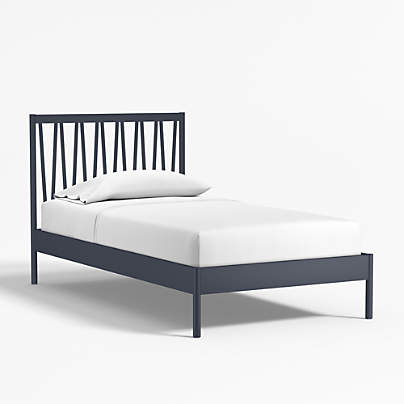 Classic Deep Navy Blue Wood Kids Twin Bed