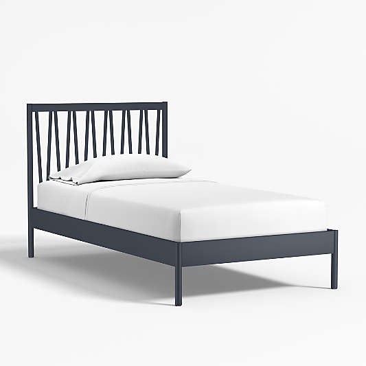 Classic Navy Blue Wood Kids Twin Bed