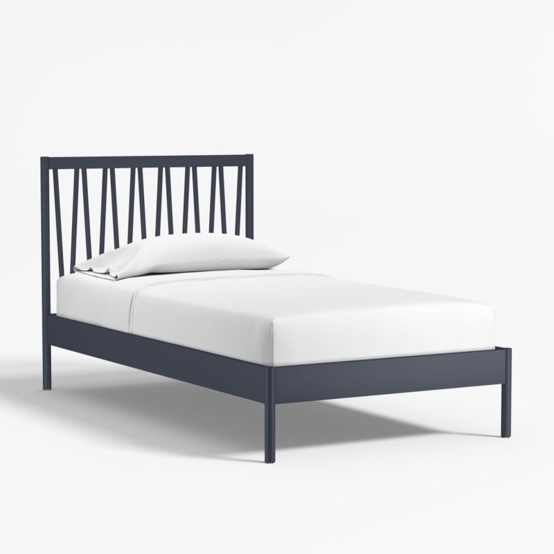 Ever Simple Slate Blue Wood Kids Twin Bed