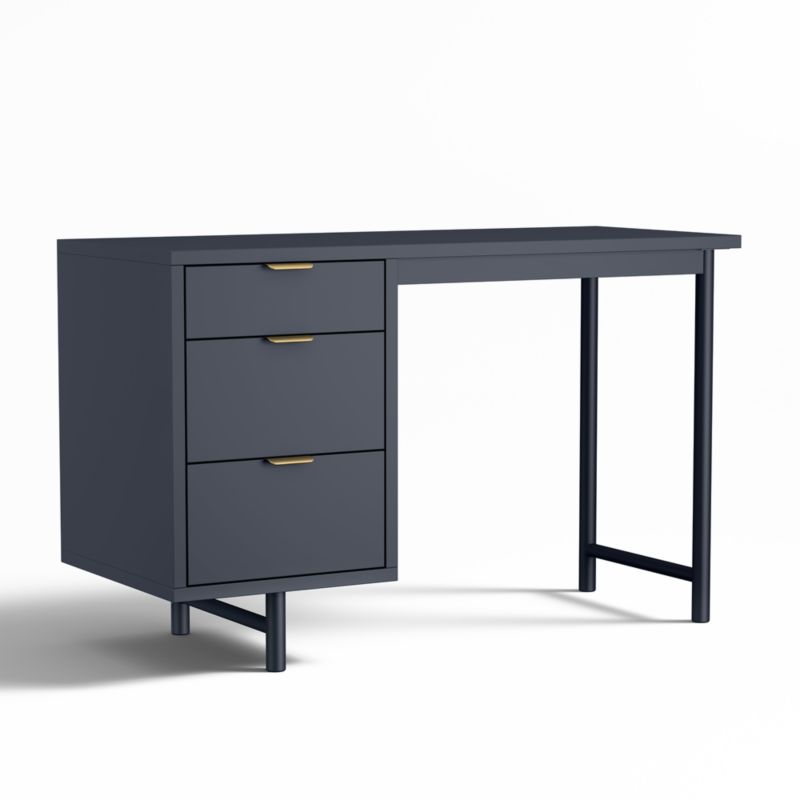 Classic Deep Navy Blue Wood 3- Drawer Kids Desk - image 2 of 6