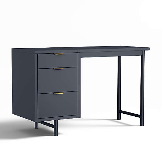 Classic Deep Navy Blue Wood 3- Drawer Kids Desk