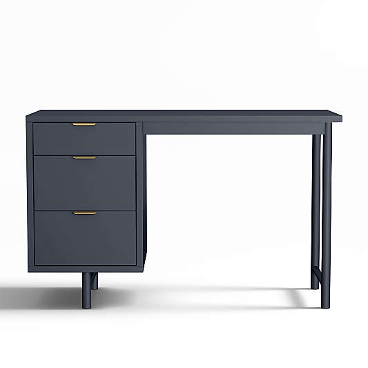 Classic 48" Navy Blue Wood 3-Drawer Kids Desk