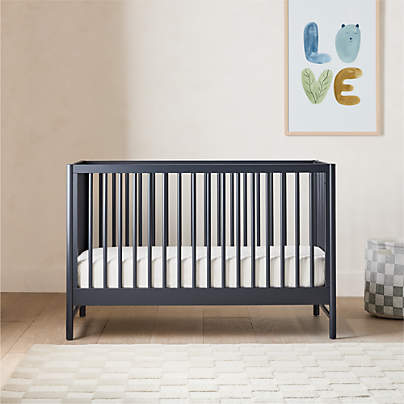 Classic Navy Blue Wood Convertible Crib